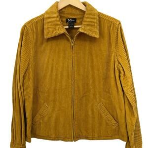 Mustard Corduroy Zip Jacket 90s Style NY Jeans Medium Retro Fall